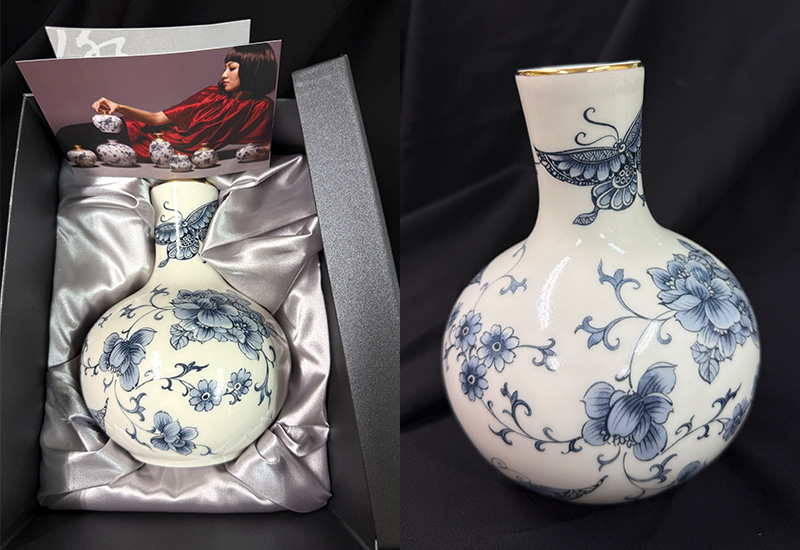 幸福綿延 青花蝴蝶長頸瓶